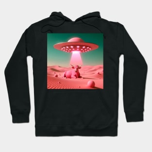 A cow and an ufo tshirt crewneck hoodie apparel pillow wall art magnet sticker mugg tote tapestry pin Hoodie